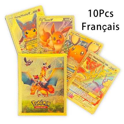 10Pcs Pokemon Colorful Shining Rainbow Cards English Vmax Gx Charizard Pikachu Trading Game Collection Battle Card Children Toys