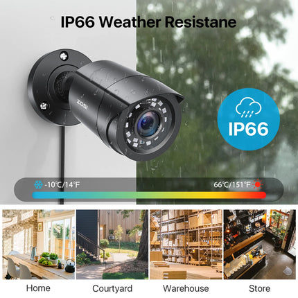 ZOSI 1080P 4 Pack HD TVI Security Cameras Outdoor Indoor Weatherproof Bullet Surveillance Camera for Analog CCTV DVR System