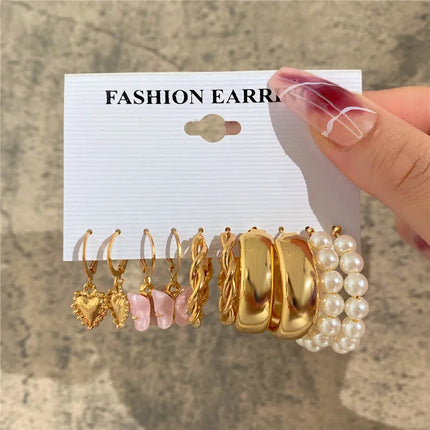 YOBEST Big Gold and Silver Color Heart Earrings for Women, Butterfly Dangle Earring Set, Female Jewelry Gifts, New Fashion, 2025