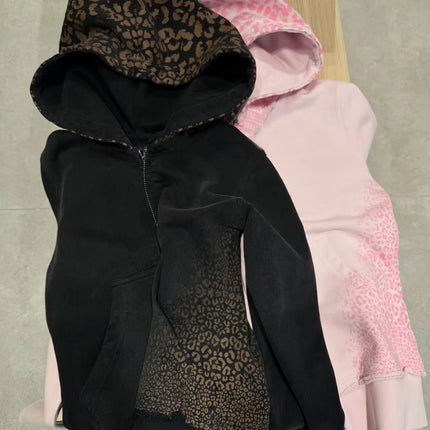 Y2K Leopard Print Fashion Knitted Sportswear Two-Piece Set Women's Casual Fit Yoga Sexy Slim High Waist Casual Sports Pants