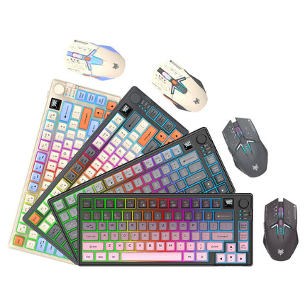 Premium Dual-Modes 2.4G+Bluetooth Keyboard Mouse Combo Rechargeable Keyboard With Display Screen & Knob For PC - product imag