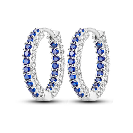 Orstarry 925 Sterling Silver Blue Zircon Starry Sky Earring Original Jewelry Hoop Earrings Women Jewelry Party Trendy Gifts