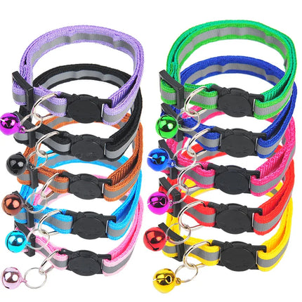 Reflective Breakaway Cat Collar Neck Ring Necklace Bell Pet Supplies Safety Elastic Adjustable Reflective Collar Pet Products