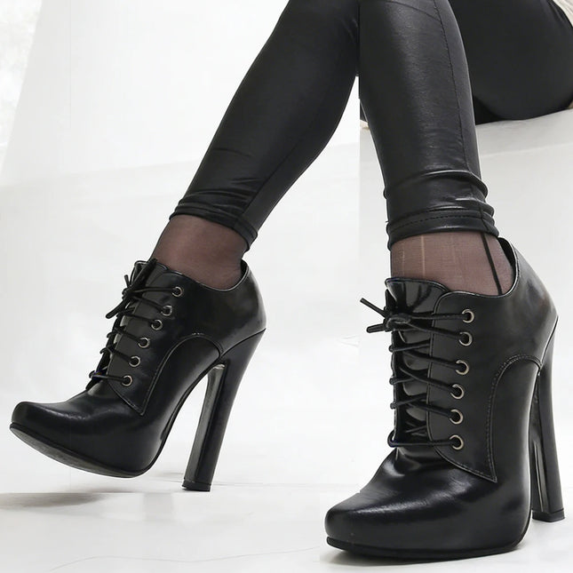 6 Inch High Heel Shoes Lace Up Pointy Toe Unisex Fetishheels Vintage Drag Queen Pump