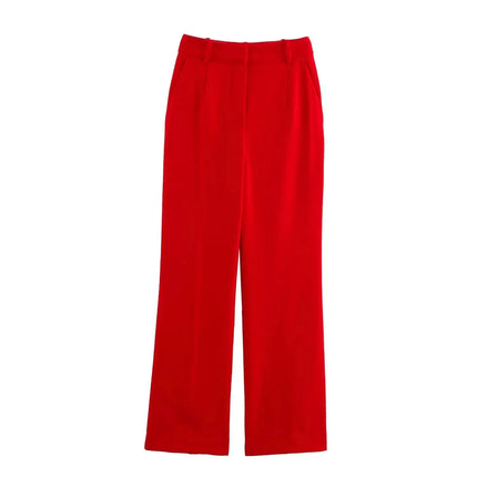 KONDALA Office Lady Chic Red Vest Blazer Suit V Neck Sashes Sleeveless Blazer High Waist Wide Leg Pants Fashion 2025 Summer Sets