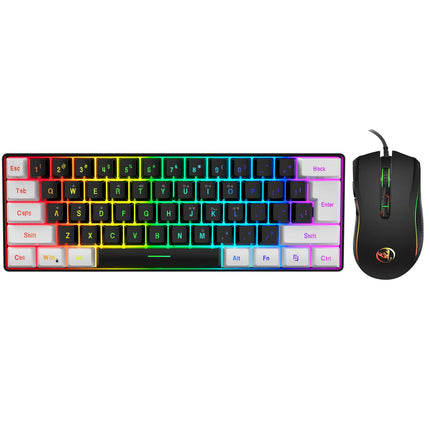 61keys Wired White Black Keyboard RGB Gaming Mouse Office Kit Backlight Keyboard and Mouse Combos for PUBG Gamer - product im