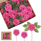 Rose red / 10pcs no box leaves