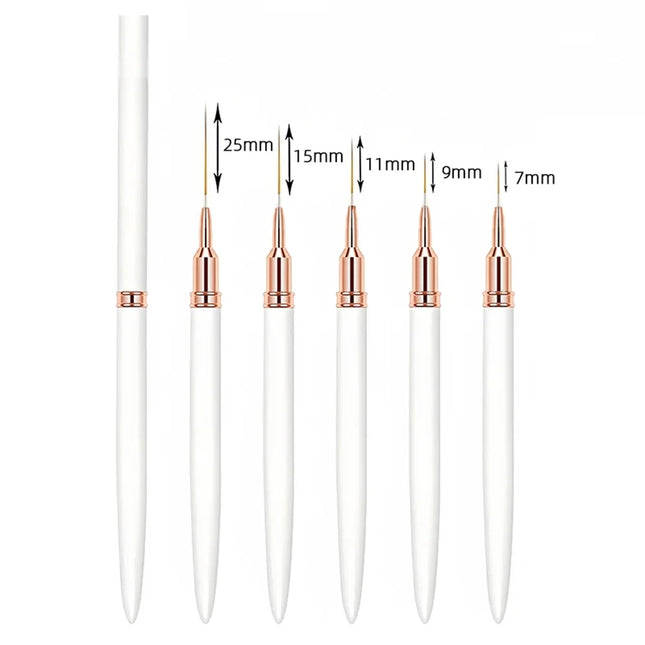 Pincel para Uñas 5 unidades/set, Pinceles Delineadores de Uñas, Pinceles Profesionales para Líneas Largas y Dibujo