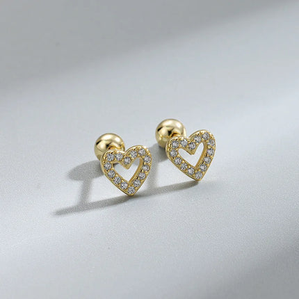 Korean Fashion Pink Zirconic Bear Screw Earrings For Women Girls Cute Animal Cartilage Helix Tragus Ear Piercing Jewelry Gift