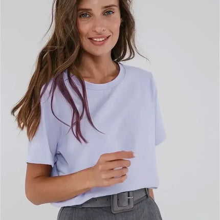 Summer 100% Cotton T-shirt Bottoming Basic Fashionable Solid Short Sleeve Loose Tops Shirts 230g/㎡ Tops