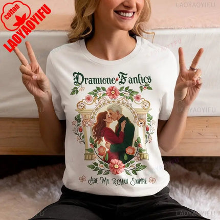 Dramione Fanfics Are My Roman Empire Cotton T-Shirt Booktok Era Manacled Fans Fanfiction Reader Book Lover Gift Bookish Shirt