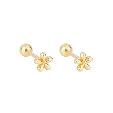 EVSIPOL Tiny Stainless Steel Screw Back Flower Stud Earrings for Women Girls Simple Cute Cartilage Targus Helix Piercing Jewelry