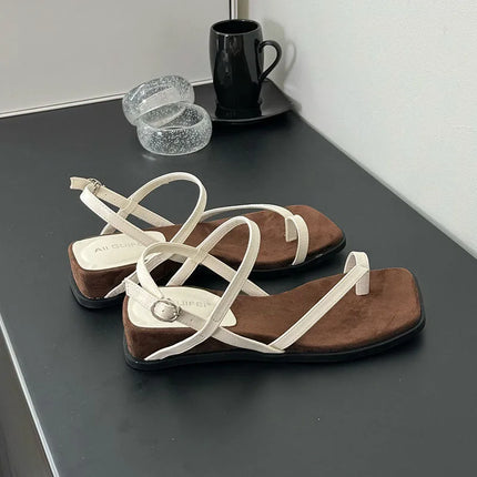 Female Wedges Footwear Heeled Sandals Shoes For Ladies Square Toe Fashion Buckle Strap Women Wedges Sandals Shoes Flip flops