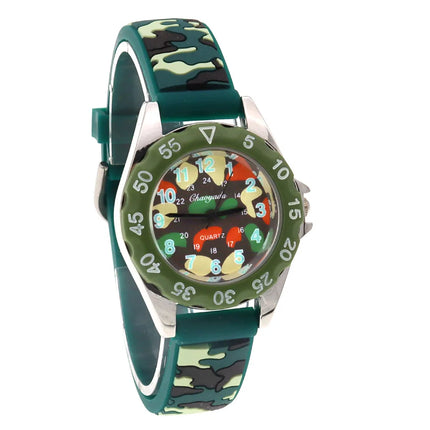 Luminous Hands Boys Girls Fashion Camouflage Silicone Strap Quartz Watches Children Kids Students Digital Cool Waterproof Clocks