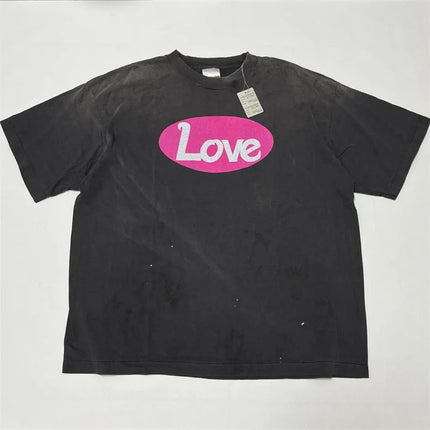 SAINT Mxxxxxx T-Shirts Men Women 1:1 Best Quality Anime Character Print Black Washed Oversized Short Sleeve