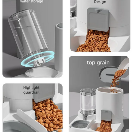 Automatic Pet Feeder And Water Dispenser Two-in-One Bowl Large Capacity For Cats Dogs Smooth Feeding System Pet Supplies