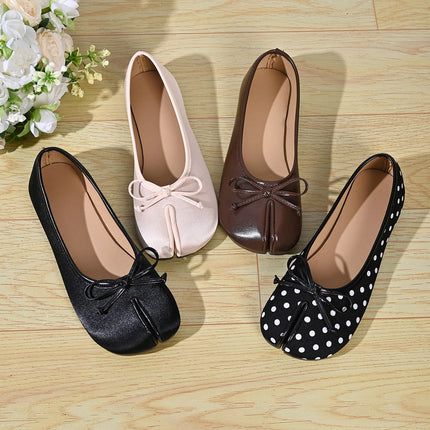 Soft Split Toe Tabi Ballet Flats Women Bowknot Leather Round Toe Ballerina Shoes Low Heel Slip On Loafers Casual Moccasins 2026