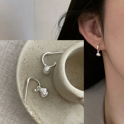VENTFILLE 925 Sterling Silver Black Agate Rotund Earrings For Women Girl Originality Design Korean Jewelry Party Gifts Dropship