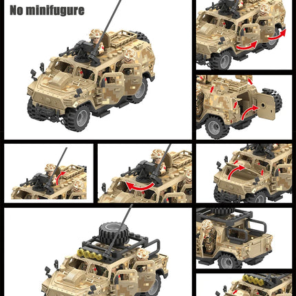 WW2 TBS Assault Team Military Hummer Jeep Armored Vehicle Building Block Model Army Mini Soldier Transport Chariot Toys Kit Gift