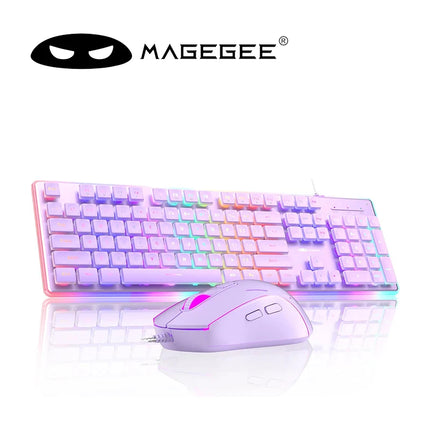 MageGee Gaming Keyboard and Mouse 104 Keys RGB 6 Speed Mouse Combo Pudding Keycaps Silent Computer Keyboard PC - product imag