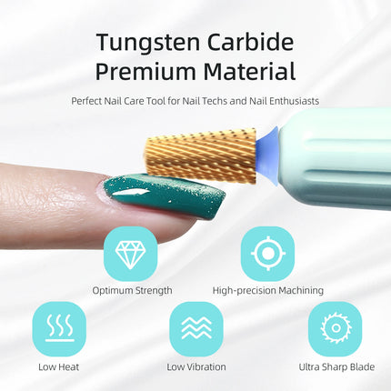 HYTOOS Titanium Safety Tapered Nail Drill Bits Smooth Top Barrel Carbide Bit Gel Removal Electric Drills Accessories Tool