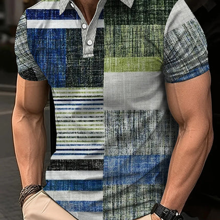 Fashion Harajuku Fitness Ropa Hombre Loose Casual Sportswear POLO Shirt Plaid Printing Button Short Sleeve Tee Shirts GYM Tops
