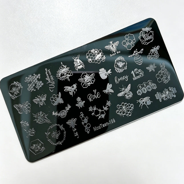 Plantilla de estampado de uñas MouTeen263 con diseño de palabras y frases en inglés cursiva, herramienta de impresión de manicura con letras románticas