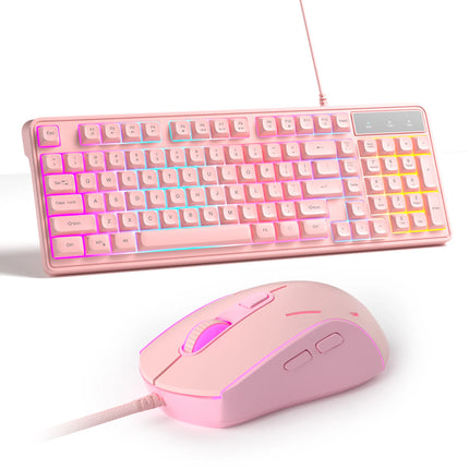 MageGee 98 Key RGB Mechanical Keyboard and Mouse Set Wired Gaming Combo Ergonomic Silent ABS Keycaps for PC Laptop - product