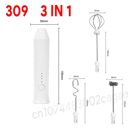 UPGRADED Electric Coffee Frother/MILK Whisk+Egg Beater MINI Food Blender USB Rechargeable Handheld Three Speeds Espresso Tools
