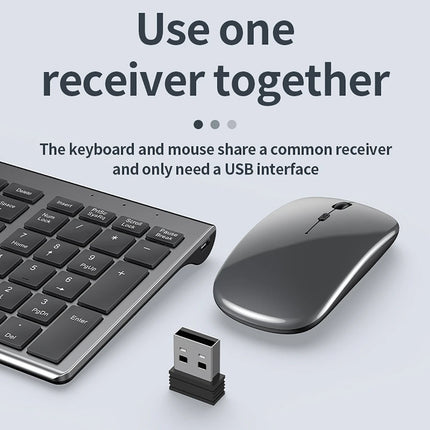 2.4G Wireless & Bluetooth Keyboard Mouse Set Rechargeable Ultra-thin Computer Office Gaming Silent Slim Keyboard - product im