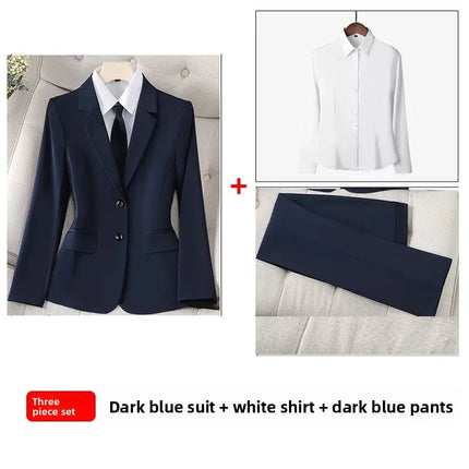 Women Suit Set Spring Summer Office Blazer Skirt Formal Workwear Hotel Receptionist Outfit