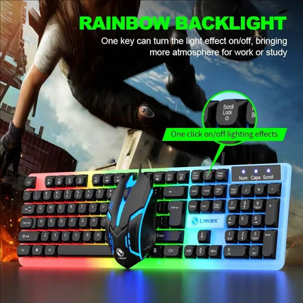 GTX350 Gaming Keyboard Mouse Combos Computer Laptop Backlight Gamer Kit LED Wired Usb Keyboard GTX350 Set-Black - product ima