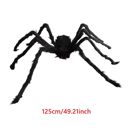 Giant Black Plush Spider Halloween Decoration 30-200cm Horror Haunted House Props Indoor Outdoor Party Scary Decor