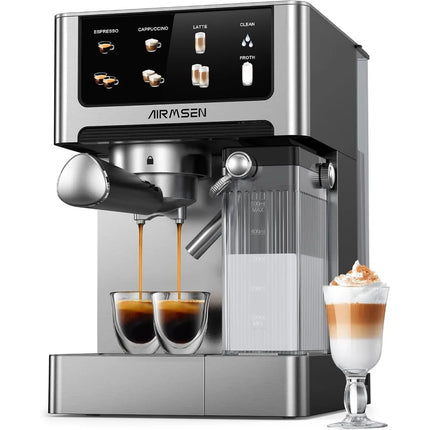 20 Bar Professional Espresso Machine with Auto Milk Frother, Dual Boiler Touchscreen Compact Coffee Maker 60oz Water Tank