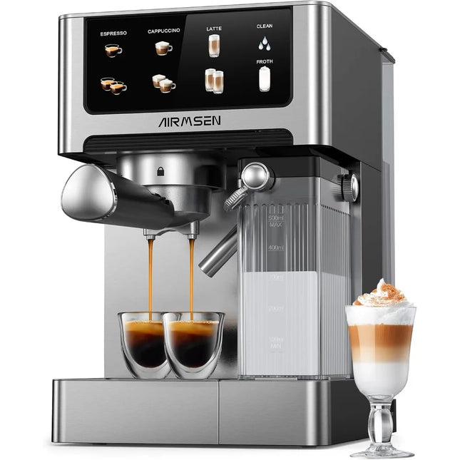 20 Bar Professional Espresso Machine with Auto Milk Frother, Dual Boiler Touchscreen Compact Coffee Maker 60oz Water Tank