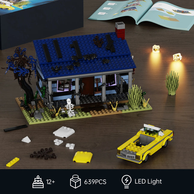 Evil Dead Horror House Building Block Set with LED Light,Haunted House Hut Model Toys Boys and Girls Halloween Gifts(639 Pcs)