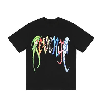 Gothic Font T-Shirt 2D Metal Effect Graphic Tee, Black Streetwear Bold Letter Print Tops for Men Women Casual men clothing