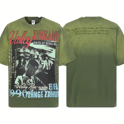 Sport Speech  Washed Hand Worn   T SHIRT Good Quality Fashion Men Summer Style Women Vintage T Shirt Tee