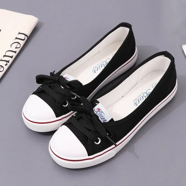 2026 Neue Damenschuhe Mode Canvas Flache Freizeitschuhe für Damen Bequeme Schnürschuhe mit flacher Sohle Designer Schuhe Zapatos Mujer