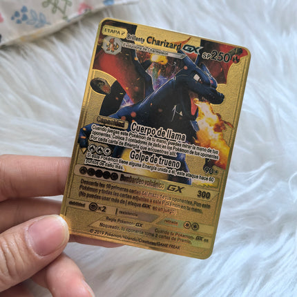 999999 Points HP Pokemon Metal Card Charizard Golden Metal Super Cards English Card Mewtwo Vmax Mega Anime Game Collection Gifts