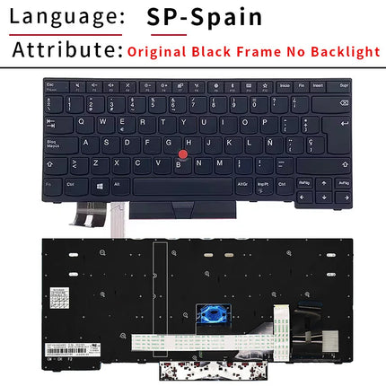 Spanish Russian Backlit Laptop Keyboard For Lenovo Thinkpad E480 E485 E490 E495 L380 L390 L490 L480 T490 T495 01YP280 01YP320