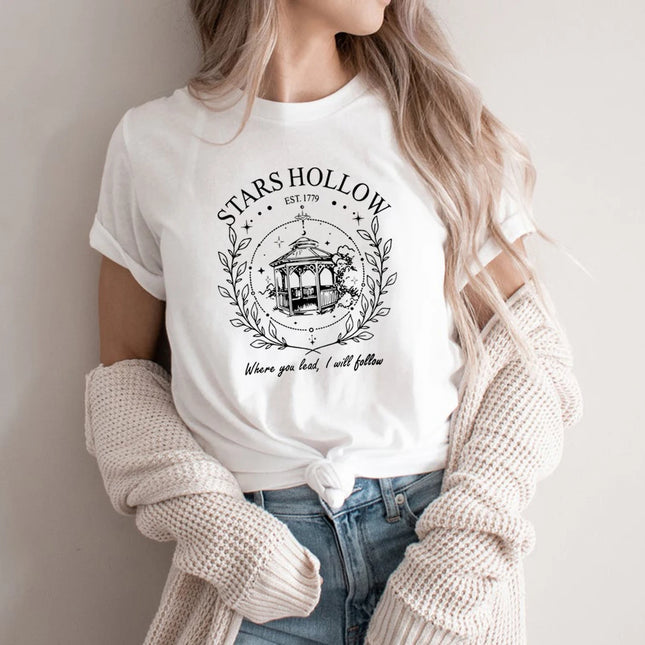 Vintage Stars Hallow T-Shirt Lukes Diner T-Shirt Lässige Kurzarm Damen T-Shirts TV-Show Inspiriertes T-Shirt Streetwear Damen Oberteile