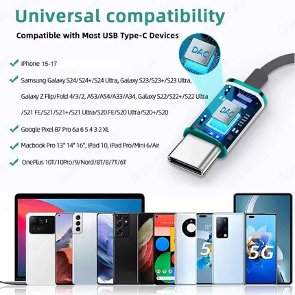 USB-C&3.5mm Headphones HiFi Bass Stereo Volume Control Headset In HD Mic Wired Earbuds For IPhone15-17/Samsung - product imag