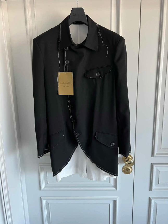TOP-YAMAMOTO Originaldesign dunkler, lockerer Anzug mit Perisley-Fransen und lässiger Anzugjacke für Herren