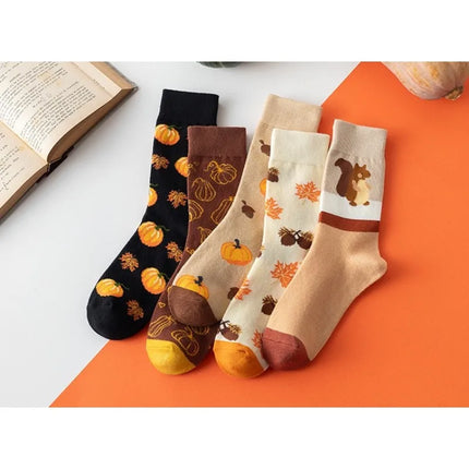 Halloween  Women's Socks Pumpkin Squirrel Cartoon Socks Versatile and Comfortable Socks