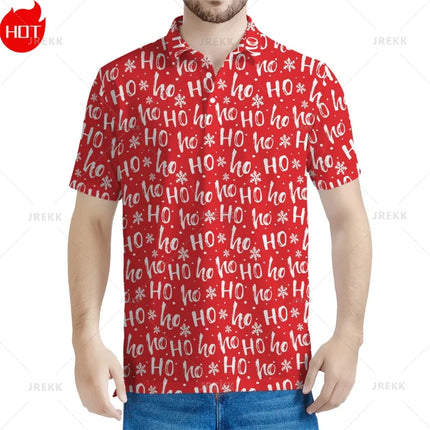 3D Printed Happy Christmas Polo Shirt Fashion Christmas Trees Cute Santa Xmas Graphic Polo T Shirt For Men Best Unisex Clothing