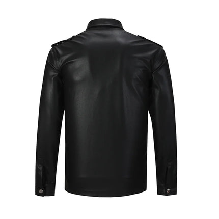 Men's PU Leather Jacket Blouse, Long Sleeve, Fashion, New