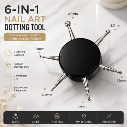 6 In 1 Nail Art Dotting Tools Different Head Flying Disc Nail Drill Point Multi-Use Nail Tools Dot Painting Pen DIY Nail Look