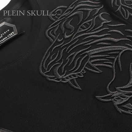 PLEIN SKULL Heavy Industry Embroidered Men's Fashion Short Sleeve Top Summer Gothic Fitness T-shirt Breathable Casual Sports Tee
