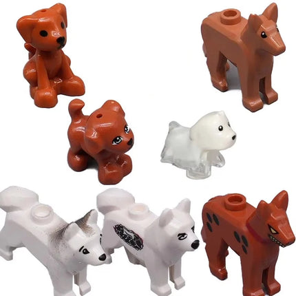 MOC Animal Scene Building Blocks Cats Dogs Sheep Pigs Chickens Eagle Parrots Dolphin Zoo Fram Accessories DIY Toys Bricks T14